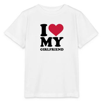 I love my girlfriend - Stanley/Stella MINI CREATOR Kids’ T-Shirt - white - Front - Maike (125cm)