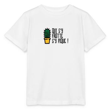 Qui s'y frotte s'y pique / Humour Caractère Raler - T-shirt bio MINI CREATOR Stanley/Stella Enfant - blanc - Devant - Maike (125cm)