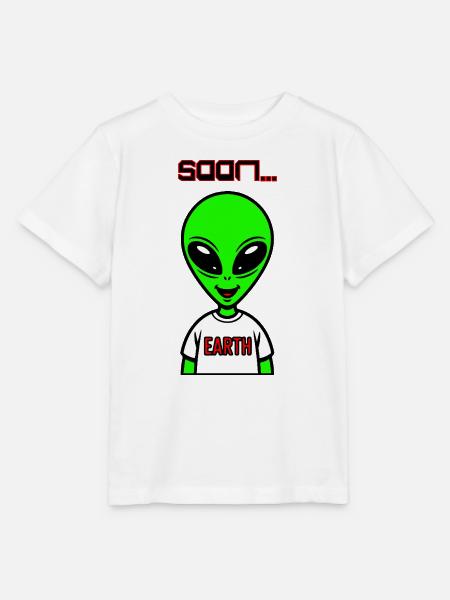 Grünes Alien  - Stanley/Stella Kinder T-Shirt MINI CREATOR  - Weiß