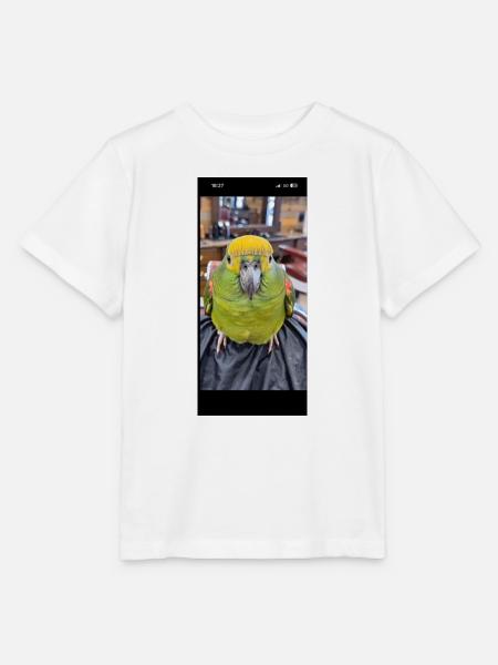 Grüner Papageienkopf – Neon Gelb Akzent - Stanley/Stella Kinder T-Shirt MINI CREATOR - Weiß