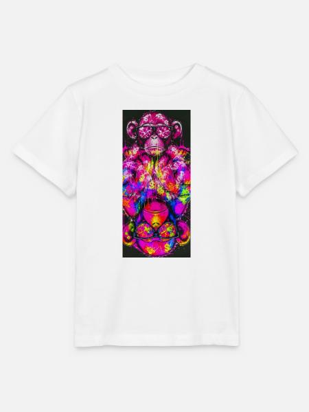 Neon-Psychedelische Affen-Pop-Kunst - Stanley/Stella Kinder T-Shirt MINI CREATOR  - Weiß
