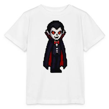 Vampirischer Cartoon Look mit Cape - Stanley/Stella Kinder T-Shirt MINI CREATOR  - Weiß - Vorne - Maike (125cm)