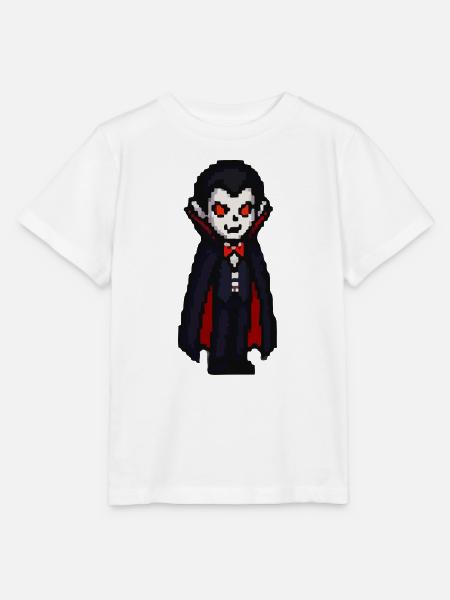 Vampirischer Cartoon Look mit Cape - Stanley/Stella Kinder T-Shirt MINI CREATOR  - Weiß