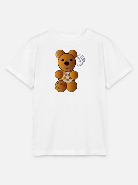 Kicker-Bär mit Ball und Headset - Stanley/Stella Kinder T-Shirt MINI CREATOR - Weiß
