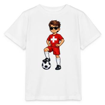 Football Young Switzerland Fan Swiss Flag - Stanley/Stella MINI CREATOR Kids’ T-Shirt - white - Front - Maike (125cm)