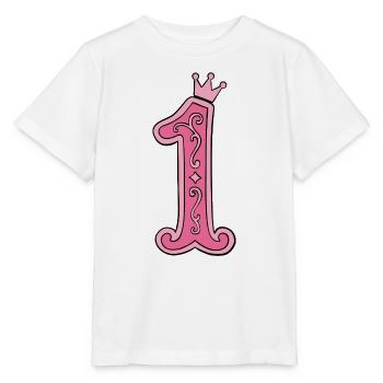 Pinkes Kronen-1 Design - Stanley/Stella Kinder T-Shirt MINI CREATOR  - Weiß - Vorne - Maike (125cm)