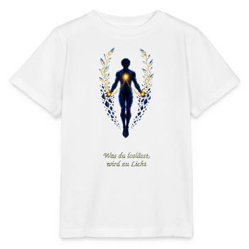 Was du loslässt, wird zu Licht - Stanley/Stella Kinder T-Shirt MINI CREATOR  - Weiß - Vorne - Maike (125cm)