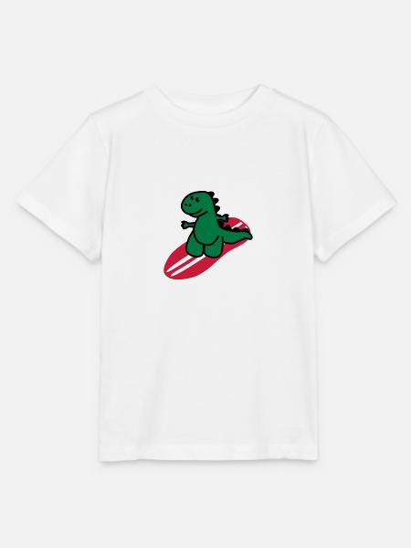 Surfing Dinosaurier - Stanley/Stella Kinder T-Shirt MINI CREATOR - Weiß