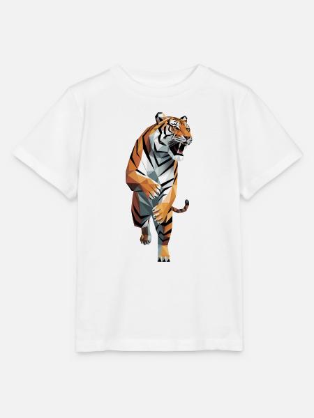Tiger - Cooles Low-Poly-Logo - Stanley/Stella Kinder T-Shirt MINI CREATOR  - Weiß