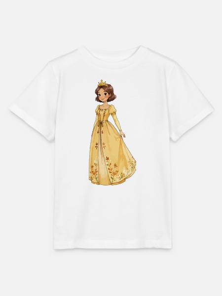 Gelbe Prinzessin Robe mit Blüten - Stanley/Stella Kinder T-Shirt MINI CREATOR  - Weiß