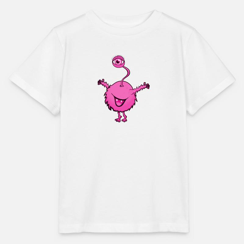Monstre rose avec un oeil - T-shirt bio MINI CREATOR Stanley/Stella Enfant - blanc