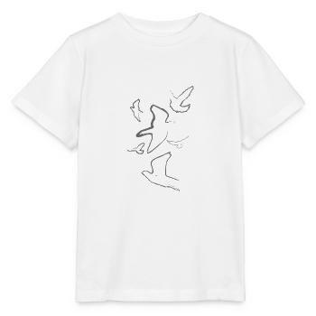 pigeons,birds,drawing,charcoal drawing,grey,deaf - Stanley/Stella MINI CREATOR Kids’ T-Shirt - white - Front - Maike (125cm)