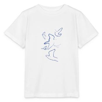 pigeons,birds,drawing,charcoal drawing,blue,deaf - Stanley/Stella MINI CREATOR Kids’ T-Shirt - white - Front - Maike (125cm)