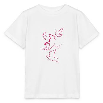 pigeons,birds,drawing,charcoal drawing,pink,deaf - Stanley/Stella MINI CREATOR Kids’ T-Shirt - white - Front - Maike (125cm)