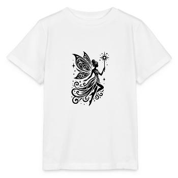 Filigrane Fee mit Flügeln und magischem Zauberstab - Stanley/Stella Kinder T-Shirt MINI CREATOR  - Weiß - Vorne - Maike (125cm)
