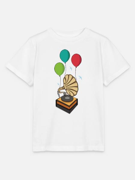 Grammophon mit Ballons - Stanley/Stella Kinder T-Shirt MINI CREATOR  - Weiß