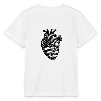 Patriotisches USA Nationalflaggen Herz - Stanley/Stella Kinder T-Shirt MINI CREATOR  - Weiß - Vorne - Maike (125cm)