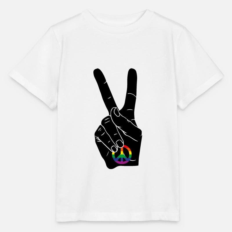 PEACE PEACEZEICHEN REGENBOGENFAHNE CSD - Stanley/Stella Kinder T-Shirt MINI CREATOR  - Weiß