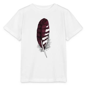 Small feather brown hand-drawn (buzzard) - Stanley/Stella MINI CREATOR Kids’ T-Shirt - white - Front - Maike (125cm)
