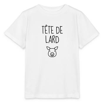 Tête de Lard - Humour - Cochon - Râler - Caractère - T-shirt bio MINI CREATOR Stanley/Stella Enfant - blanc - Devant - Maike (125cm)