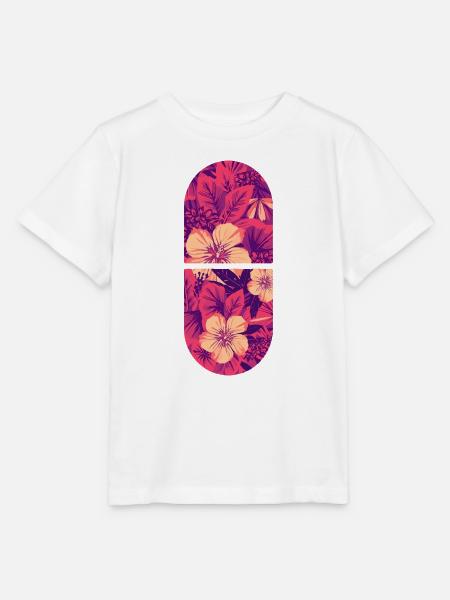 Neon Hibiskus Tropenflora - Stanley/Stella Kinder T-Shirt MINI CREATOR - Weiß