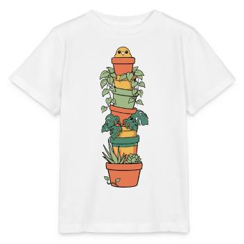 Niedliche Zimmerpflanzen Im Blumentopf - Stanley/Stella Kinder T-Shirt MINI CREATOR  - Weiß - Vorne - Maike (125cm)