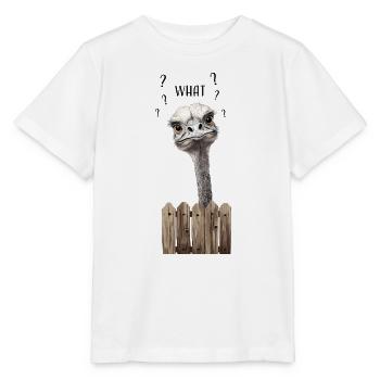 WHAT? – Lustiger verwirrter Vogelstrauß - Stanley/Stella Kinder T-Shirt MINI CREATOR  - Weiß - Vorne - Maike (125cm)