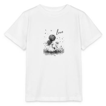 Girl Drawing Love Flower Hatched - Stanley/Stella MINI CREATOR Kids’ T-Shirt - white - Front - Maike (125cm)