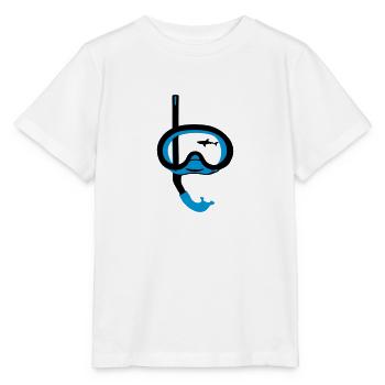 Snorkeling, diving, snorkeling mask and shark - Stanley/Stella MINI CREATOR Kids’ T-Shirt - white - Front - Maike (125cm)