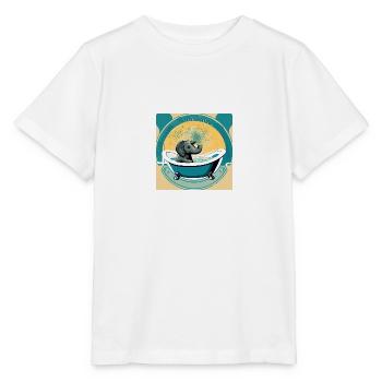 Éléphant, rétro, Vintage, baignoire, 1970 - T-shirt bio MINI CREATOR Stanley/Stella Enfant - blanc - Devant - Maike (125cm)