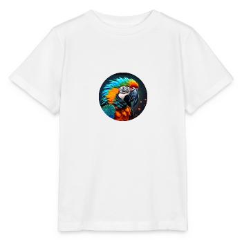 Perroquet, Coloré, Paillettes, Paillettes, Oiseau - T-shirt bio MINI CREATOR Stanley/Stella Enfant - blanc - Devant - Maike (125cm)