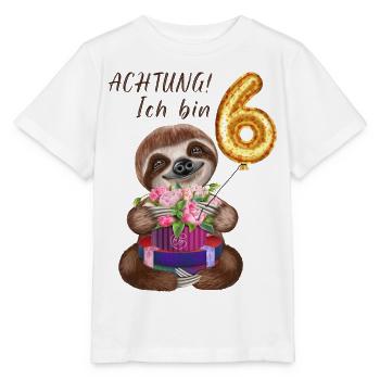 Ich bin sechs Faultier zum 6. Geburtstag - Stanley/Stella Kinder T-Shirt MINI CREATOR  - Weiß - Vorne - Maike (125cm)