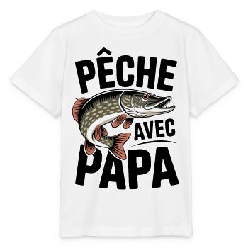 Angeln mit Papa - Barsch-Silhouette in Aktion - Stanley/Stella Kinder T-Shirt MINI CREATOR  - Weiß - Vorne - Maike (125cm)