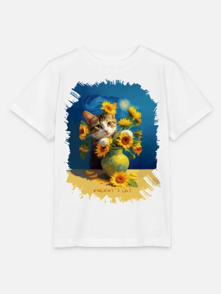 🌻😻 Vincents Katze unter Sonnenblumen – Malerei - Stanley/Stella Kinder T-Shirt MINI CREATOR  - Weiß