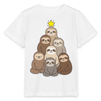 Cute Sloth Christmas Tree Christmas cutest - Stanley/Stella MINI CREATOR Kids’ T-Shirt - white - Front - Maike (125cm)