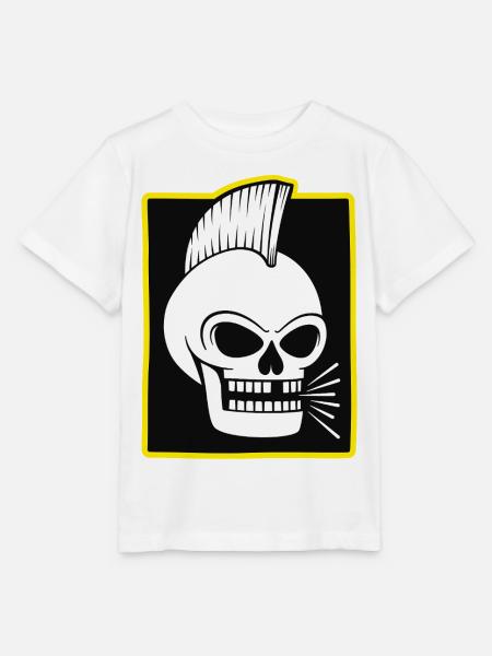 Punk Rock Skull With Mohawk - Stanley/Stella MINI CREATOR Kids’ T-Shirt - white