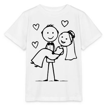 Hochzeitspaar Cartoon Herz - Stanley/Stella Kinder T-Shirt MINI CREATOR  - Weiß - Vorne - Maike (125cm)