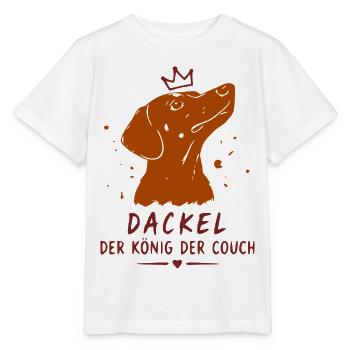 Dackel König der Couch - Stanley/Stella Kinder T-Shirt MINI CREATOR  - Weiß - Vorne - Maike (125cm)
