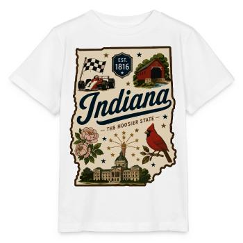 Indiana Hoosier State Vintage-Reiseaufkleber - Stanley/Stella Kinder T-Shirt MINI CREATOR  - Weiß - Vorne - Maike (125cm)