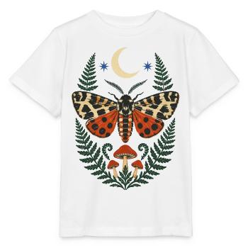 Moth Forest Motif with Fern and Moon - Stanley/Stella MINI CREATOR Kids’ T-Shirt - white - Front - Maike (125cm)