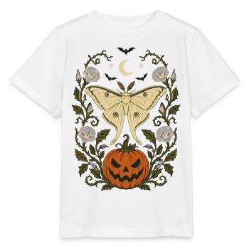 Halloween Luna Moth & Jack O' Lantern - Stanley/Stella MINI CREATOR Kids’ T-Shirt - white - Front - Maike (125cm)