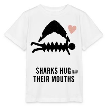 Sharks hug with their mouth - Stanley/Stella MINI CREATOR Kids’ T-Shirt - white - Front - Maike (125cm)