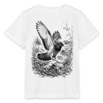 Pigeon in flight in nature in detailed drawing style - Stanley/Stella MINI CREATOR Kids’ T-Shirt - white - Front - Maike (125cm)