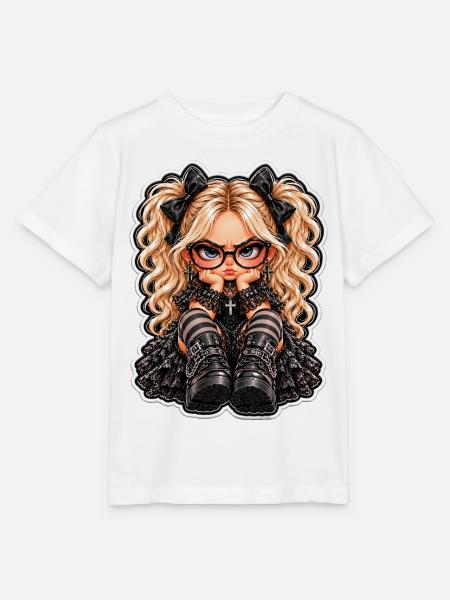 Kawaii Punk-Gothik Mädchen Sticker - Stanley/Stella Kinder T-Shirt MINI CREATOR - Weiß