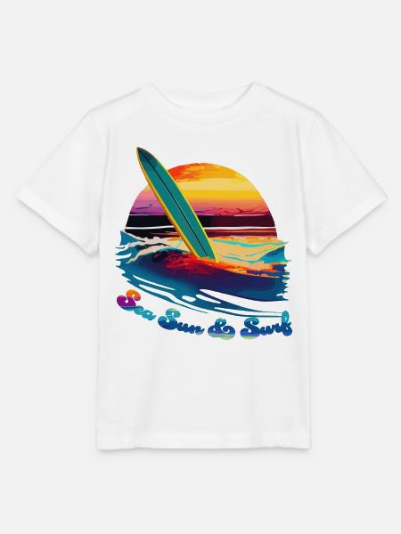 Meer, Sonne & Surfen - Stanley/Stella Kinder T-Shirt MINI CREATOR  - Weiß