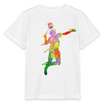 Badminton Paper Cut Squash - Stanley/Stella MINI CREATOR Kids’ T-Shirt - white - Front - Maike (125cm)