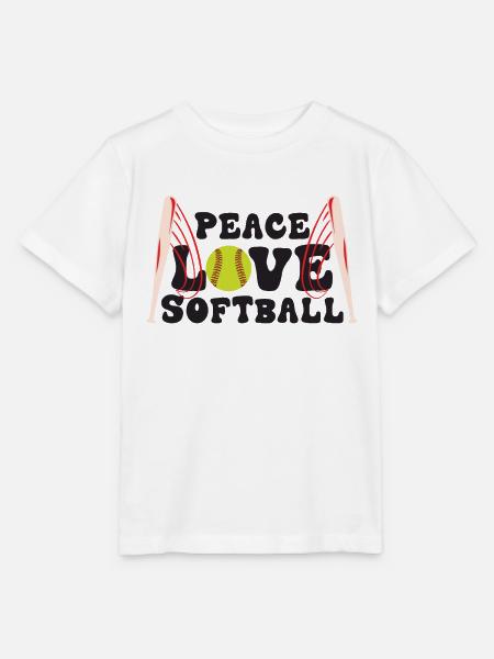 Mädchen Frieden Liebe Softball - Stanley/Stella Kinder T-Shirt MINI CREATOR - Weiß