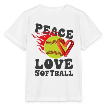 Mädchen Frieden Liebe Softball - Stanley/Stella Kinder T-Shirt MINI CREATOR  - Weiß - Vorne - Maike (125cm)