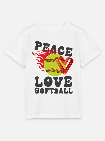 Mädchen Frieden Liebe Softball - Stanley/Stella Kinder T-Shirt MINI CREATOR  - Weiß