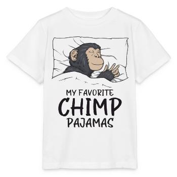 Schlafanzug Schimpanse Affe Schlafshirt - Stanley/Stella Kinder T-Shirt MINI CREATOR  - Weiß - Vorne - Maike (125cm)